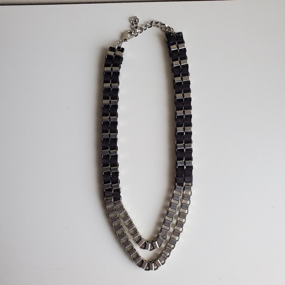 Metal and black necklace